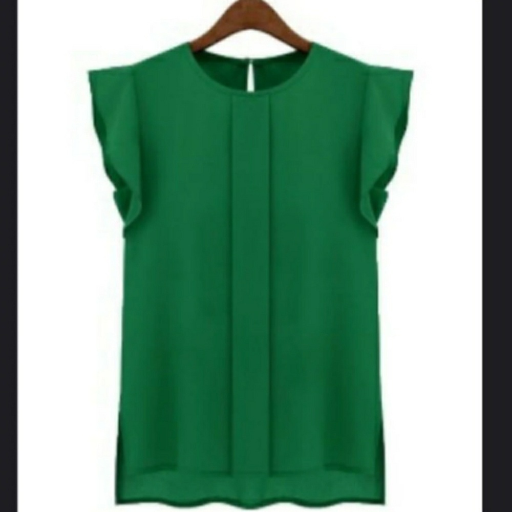 BLUE CHIFFON FORMAL PULLOVER TULIP BLUE TOP